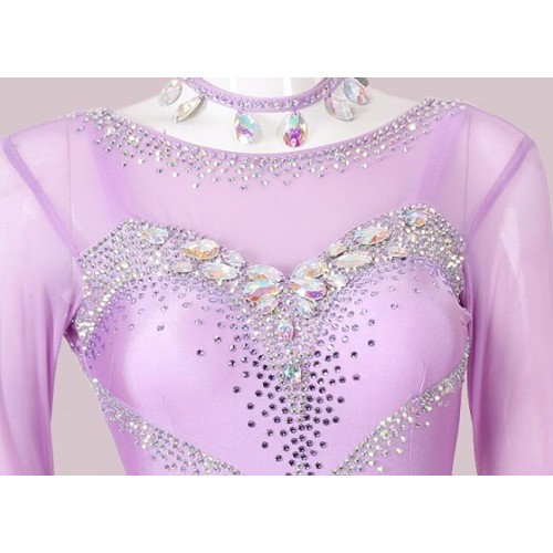 Custom size Green purple red competition ballroom dancing dress for women girls professional stage performance waltz tango flamenco foxtort smooth dance long dress for female